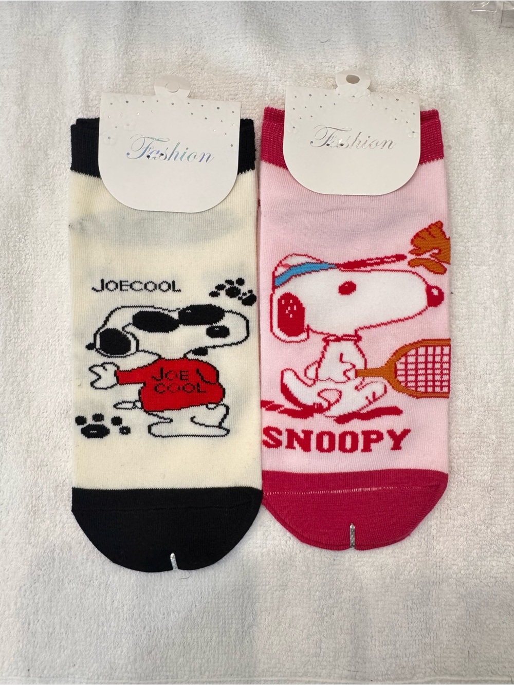Snoopy Pink Tennis Graphic Socks and Joe Cool set of 2 ankle socks